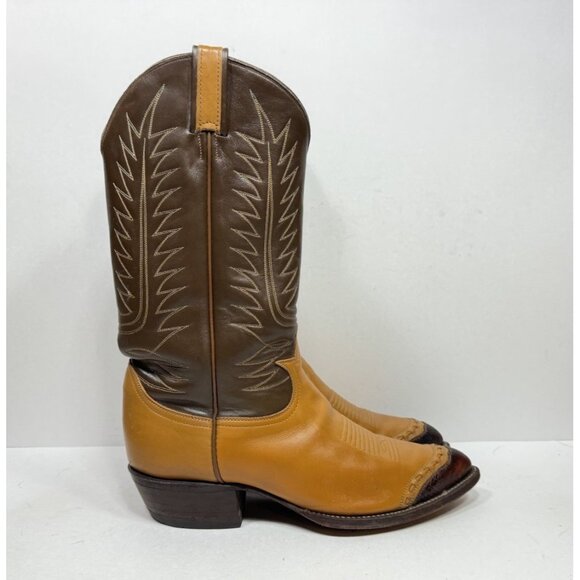 VTG Tony Lama Cowboy Boots 6243 Lizard Skin Toe Wing Tip Brown Men’s Size 8.5 EE - Picture 1 of 9